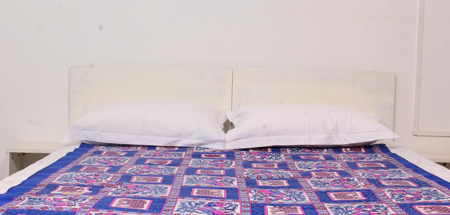 Blue Elephant Printed Single Bedsheet 60 X 90 Inches