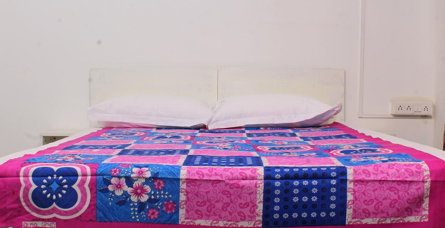 Pink Blue Geometric Single Bedsheet 60 X 90 Inches