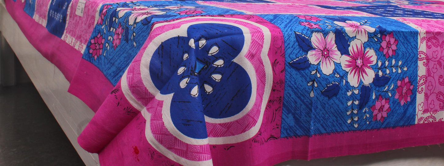 Pink Blue Geometric Single Bedsheet 60 X 90 Inches