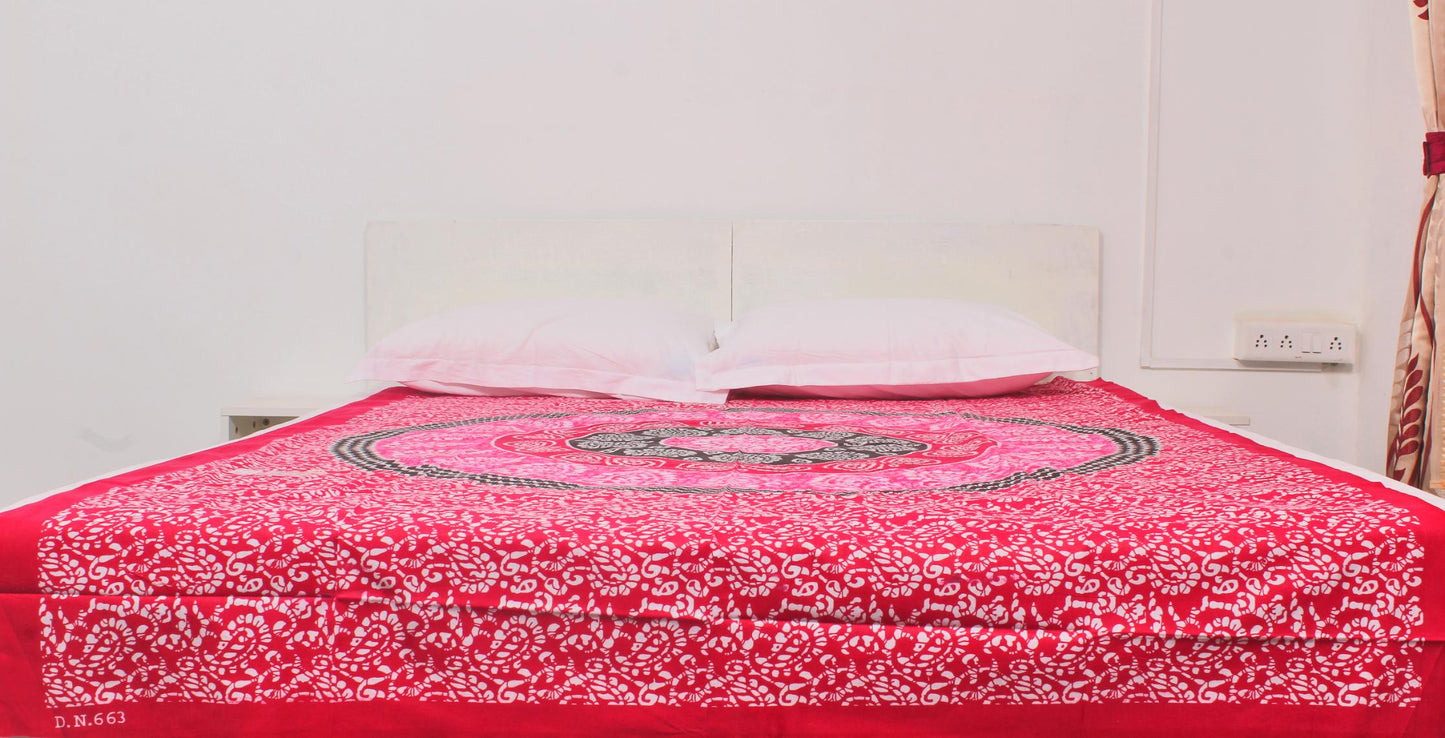 Pink Batik Circle Printed Single Bedsheet 60 x 90 Inches