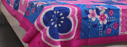 Pink Blue Geometric Single Bedsheet 60 X 90 Inches