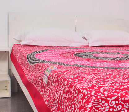 Pink Batik Circle Printed Single Bedsheet 60 x 90 Inches