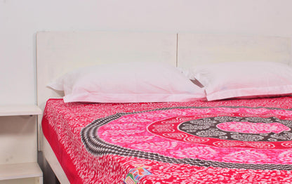 Pink Batik Circle Printed Single Bedsheet 60 x 90 Inches